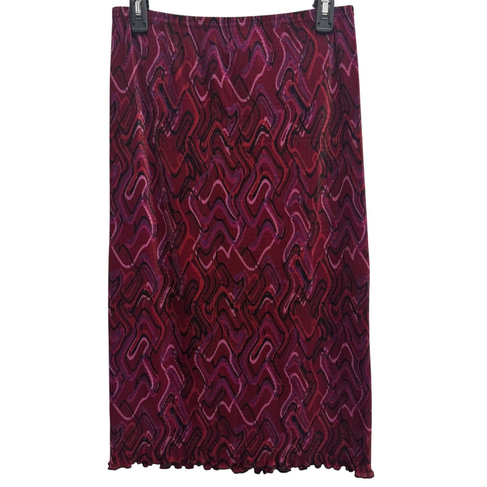 Vintage Clio Petites Abstract Y2K Style Midi Skirt, Sz Petite Large, EUC 90s/00s